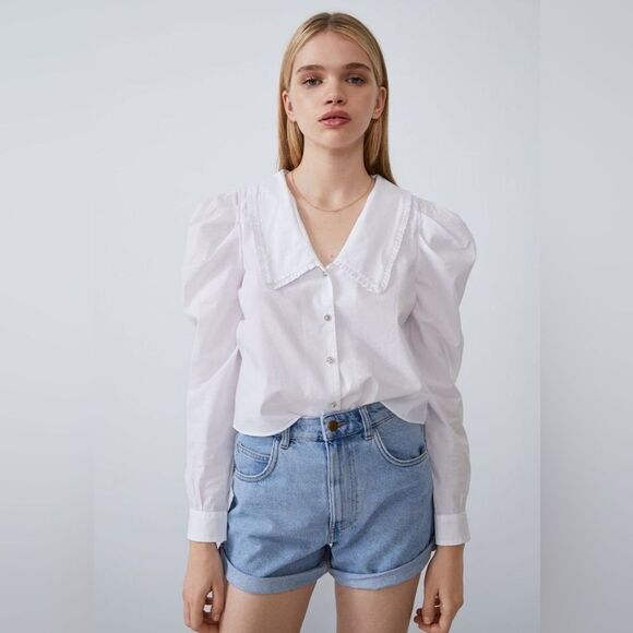 ZARA POPLIN SHIRT WITH JEWEL BUTTONS - Picture 2 of 6